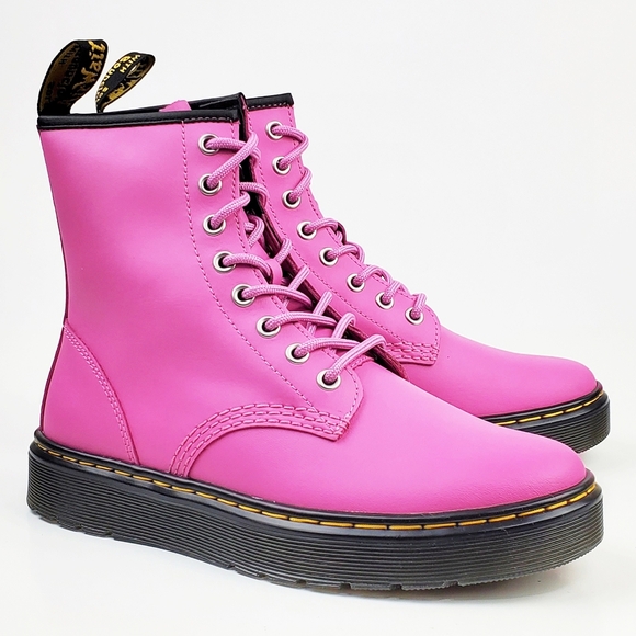 NWB Dr Martens Zavala combat boots thrift pink leather lace up preppy bohemian - Picture 6 of 15